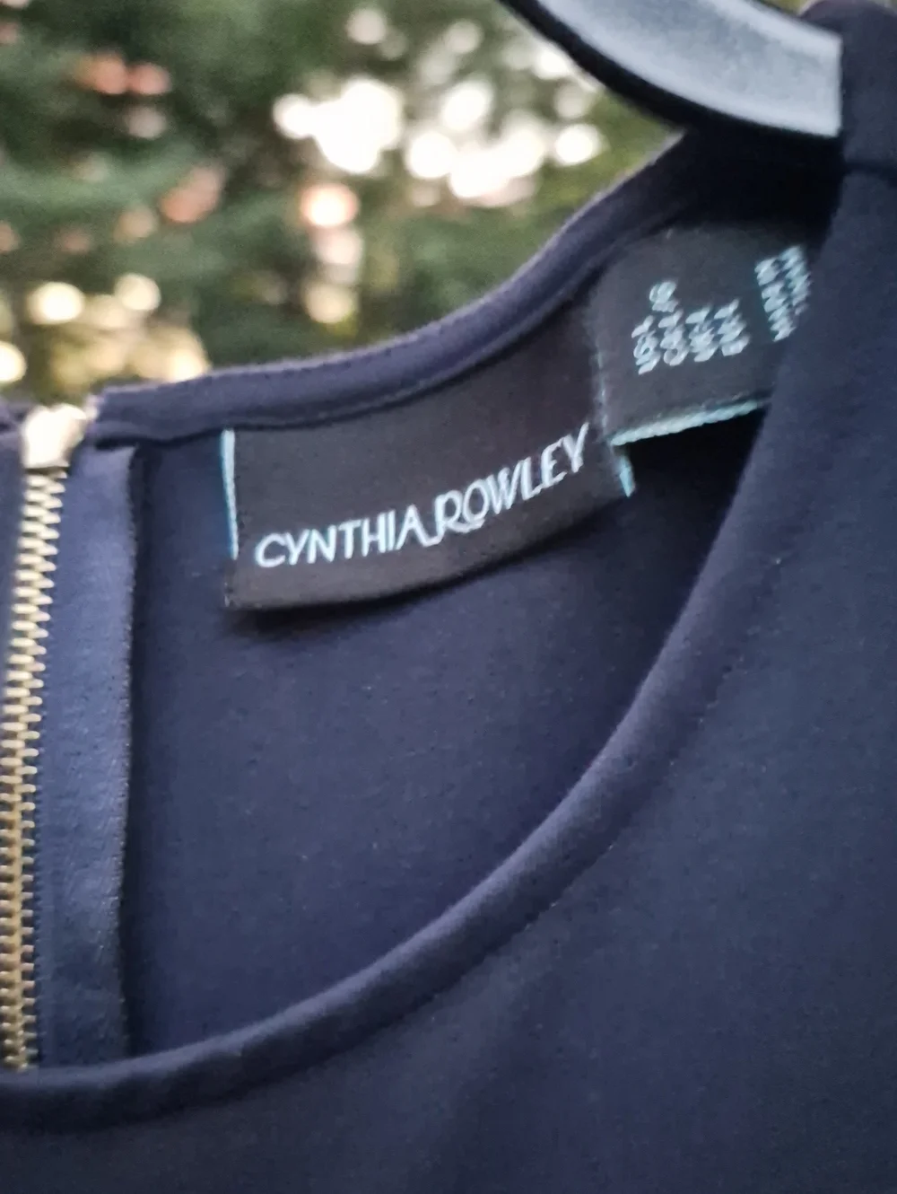Cynthia Rowley Sleeveless Navy Shift Dress Zip Pocket Sz L
